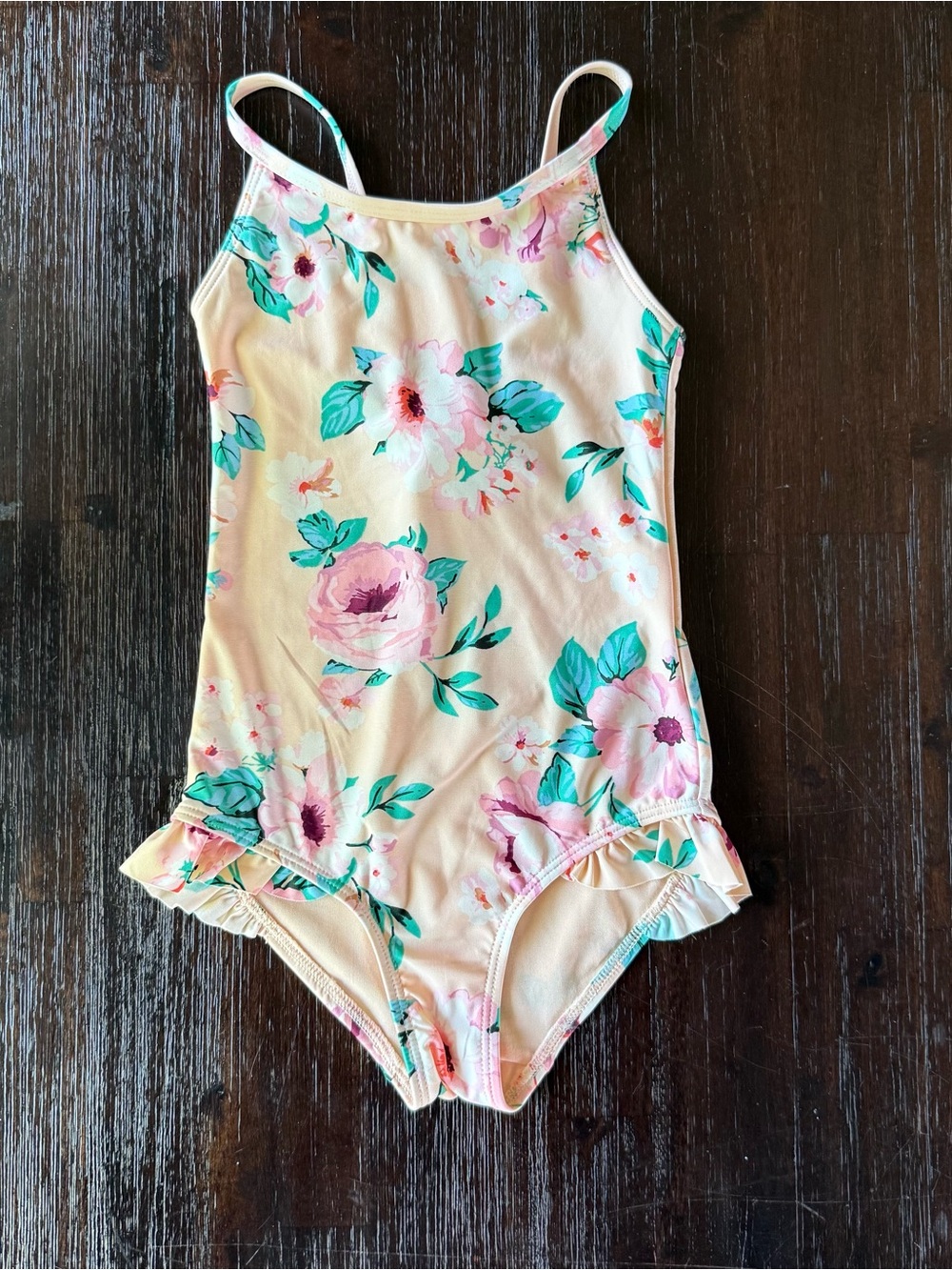 H&M Light Pink Floral One-Piece Swimsuit with Teal Accents